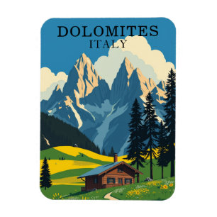 Retro Dolomites Italy Travel Souvenir Magnet