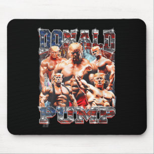 Retro Donald Pump Gym Collage Photo Meme Funny Mouse Pad