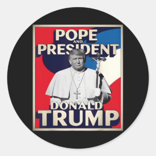 Retro Donald Trump President And Pope Catholic Vat Classic Round Sticker