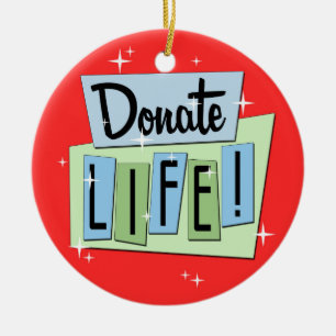 Retro Donate Life Ceramic Tree Decoration