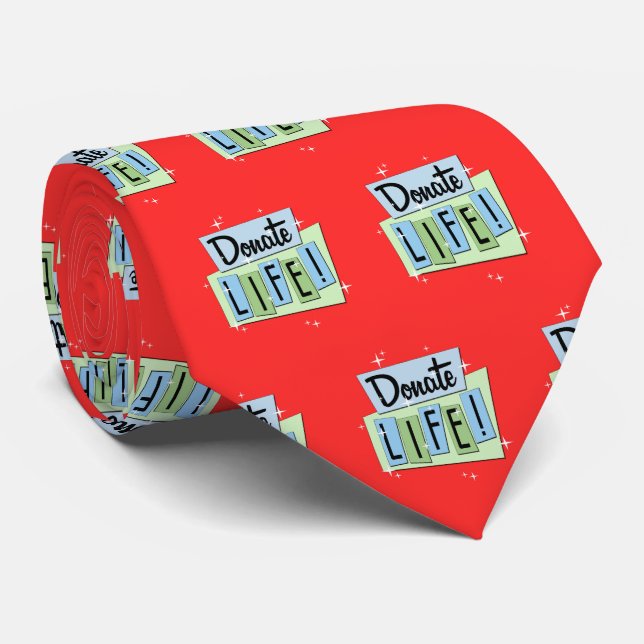 Retro Donate Life with red background Tie (Rolled)