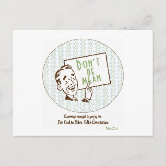 Retro 'Don't Be Mean' Postcard