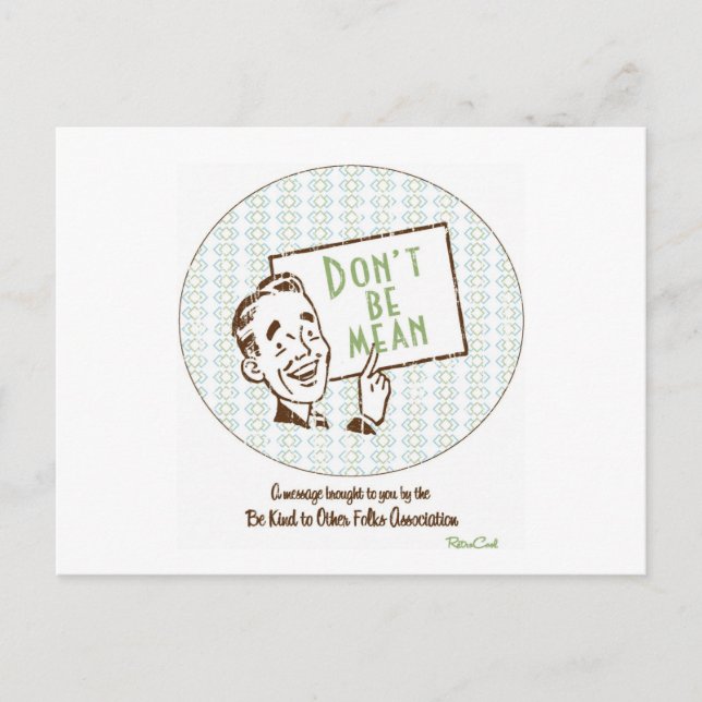 Retro 'Don't Be Mean' Postcard (Front)