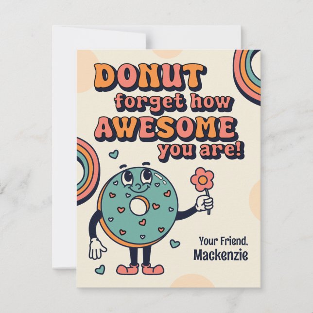 Retro Donunt Forget How Awesome You Are Valentine Card (Front)