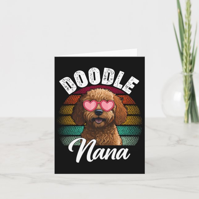 Retro Doodle Nana Goldendoodle Dog Lover Mothers D Card (Front)