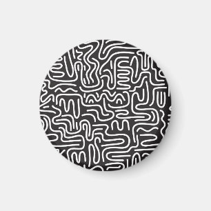 Retro Doodle Wavy Lines: Monochrome Magnet