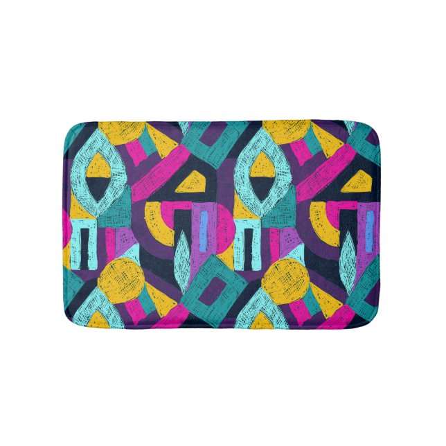 Retro doodles: geometric pop art. bath mat (Front)