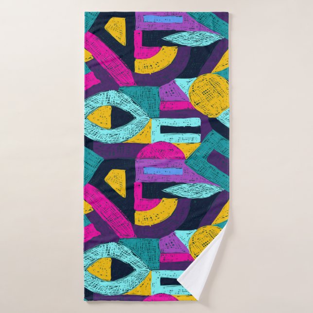 Retro doodles: geometric pop art. bath towel (Bath Towel)
