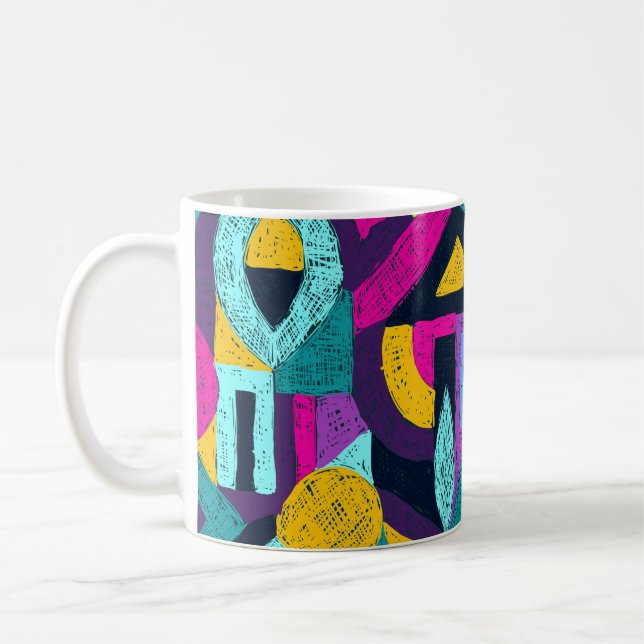 Retro doodles: geometric pop art. coffee mug (Left)