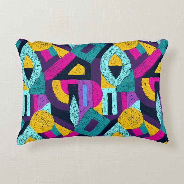 Retro doodles: geometric pop art. decorative cushion (Front)