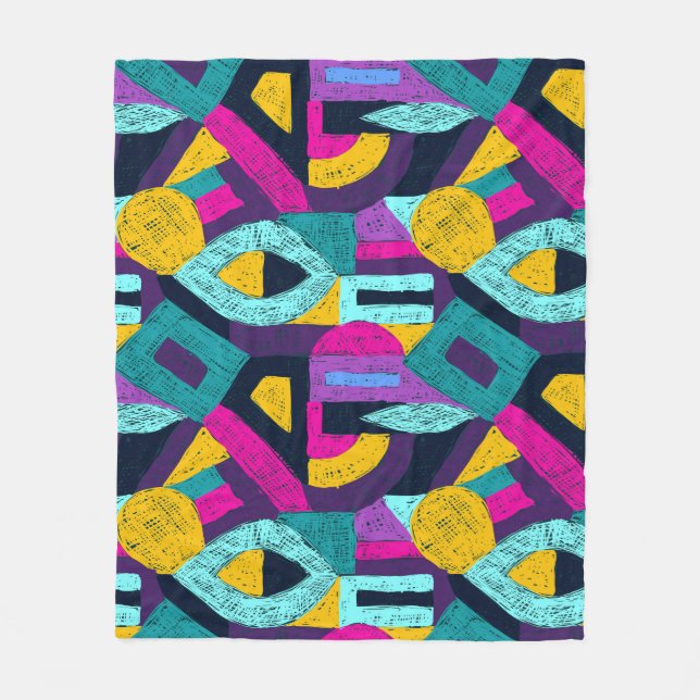 Retro doodles: geometric pop art. fleece blanket (Front)