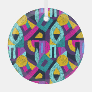 Retro doodles: geometric pop art. glass tree decoration