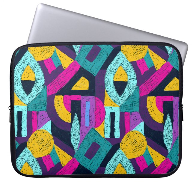 Retro doodles: geometric pop art. laptop sleeve (Front)