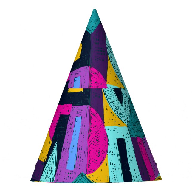 Retro doodles: geometric pop art. party hat (Front)