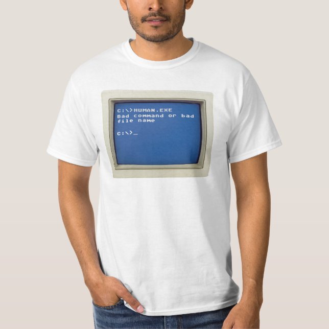 Retro DOS Error: C:\>HUMAN.EXE T-Shirt (Front)