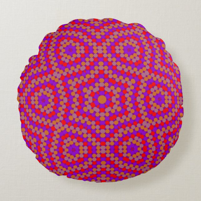 Retro Dot Artistic Abstract Pattern Round Cushion (Front)