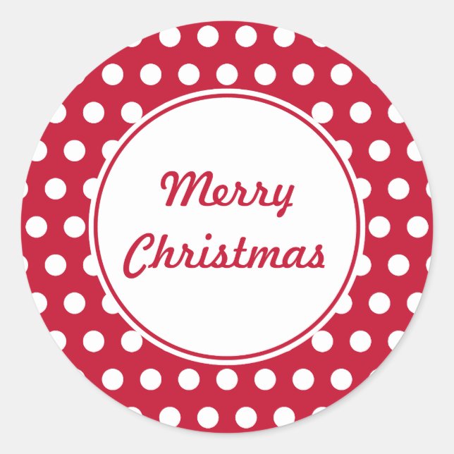 Retro Dot Red Merry Christmas Stickers (Front)
