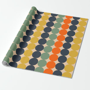 Retro Dot Stripes Vintage Pattern Muted Colours Wrapping Paper