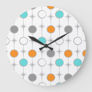 Retro Dots and Starbursts Acrylic Wall Clock