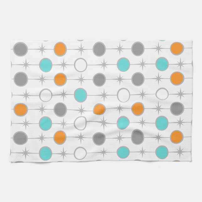 Retro Dots and Starbursts Kitchen Towel (Horizontal)