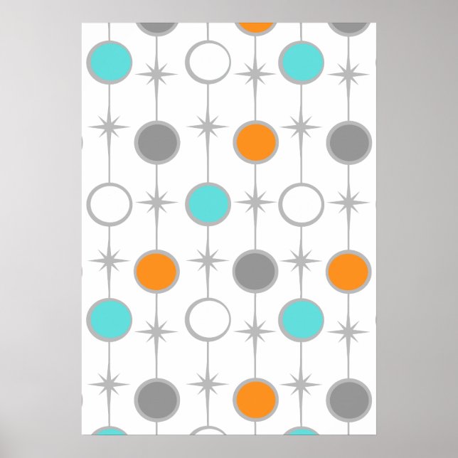 Retro Dots and Starbursts Poster (Front)