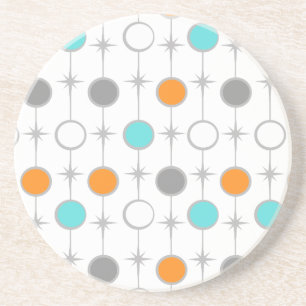 Retro Dots and Starbursts Sandstone Coaster