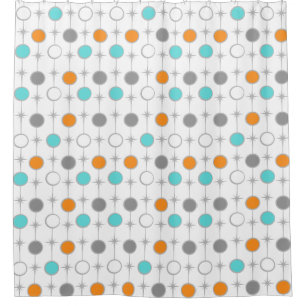 Retro Dots and Starbursts Shower Curtain