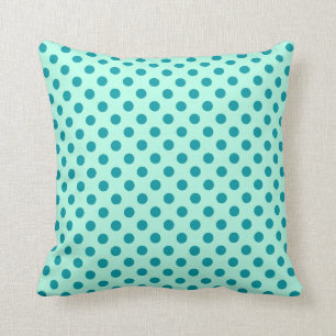 Retro dots - aqua and turquoise cushion