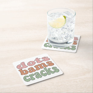 Retro Dots Bams Cracks Mahjong Party Decor - Cute Square Paper Coaster