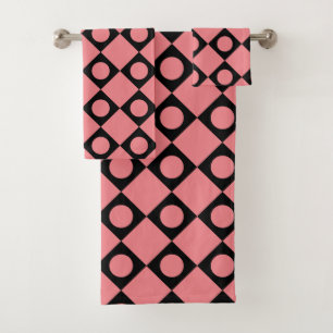 Retro Dots Black Bath Towel Set