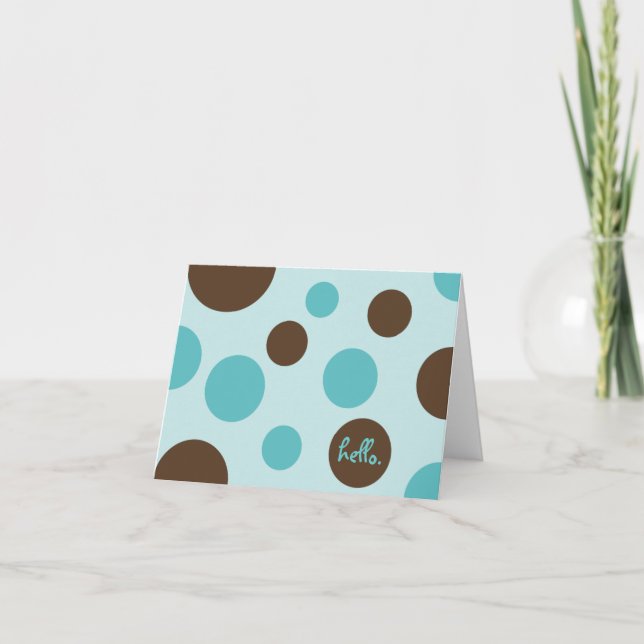 Retro Dots Blue Note Card (Blank) (Front)