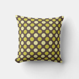 "Retro Dots - Chocolate And Lime" Pillow
