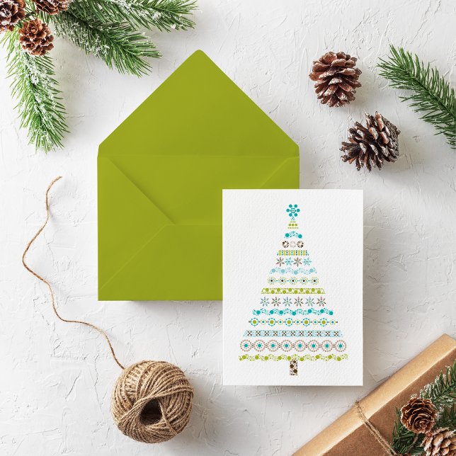 Retro Dots Christmas Tree Happy Holidays Card (Creator Uploaded)