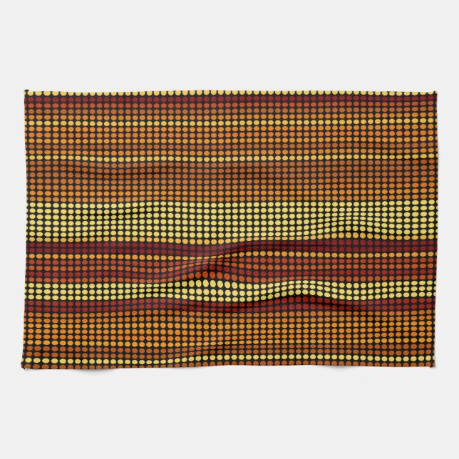 Retro Dots Colourful Stripes Rainbow Kitchen Towel (Horizontal)