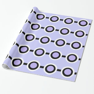 Retro dots geometric purple black wrapping paper