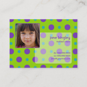 "Retro Dots" Green & Purple Mummy Business Card