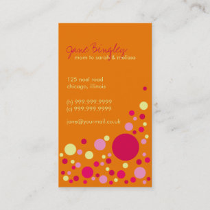 "Retro Dots" Orange & Pink Mummy Business Card