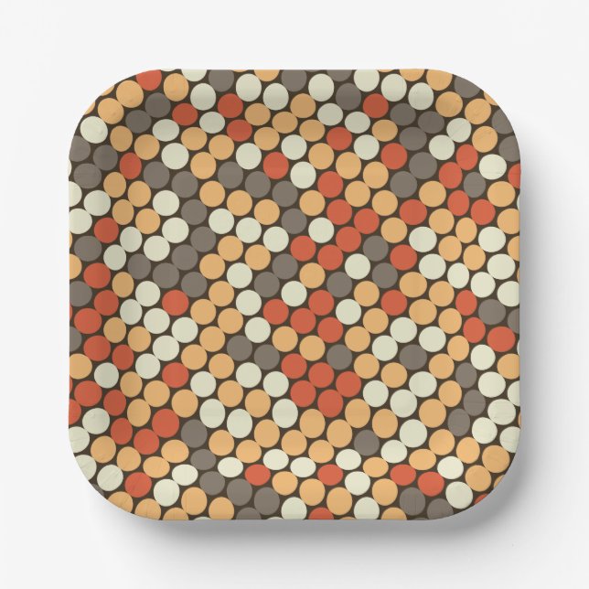 Retro dots pattern in orange paper plate (Front)