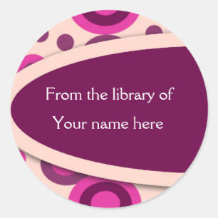 Retro Dots Personalised Bookplates Classic Round Sticker