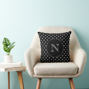 Retro dots personalized monogram elegant cotton cushion