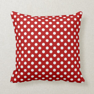 Retro dots - red and white cushion