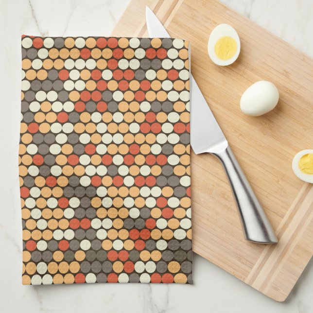 Retro dots tea towel (Quarter Fold)