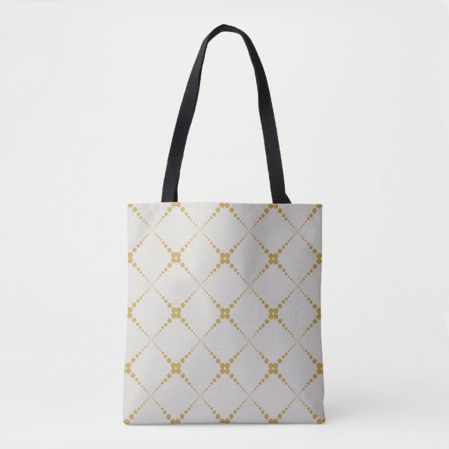 Retro dotted geometric pattern tote bag (Front)