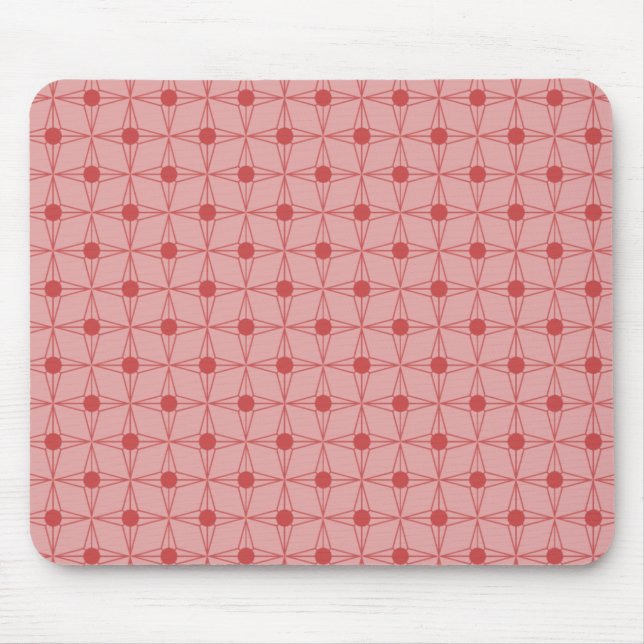 Retro Dotted Star Mousepad, Red Mouse Pad (Front)
