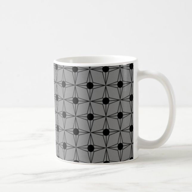 Retro Dotted Star Mug, Grey Coffee Mug (Right)