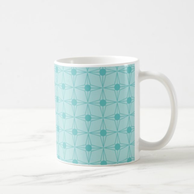 Retro Dotted Star Mug, Turquoise Coffee Mug (Right)