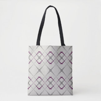 Retro dotted zig zag geometric pattern tote bag