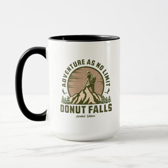 Retro Doughnut Falls Hike Sunset Mug (Left)