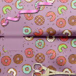 Retro Doughnut Pattern Berry Tissue Paper<br><div class="desc">Cute,  doughnut pattern with various styles of doughnuts,  some iced with pink,  green,  blue,  white or chocolate drizzle icing.  Some doughnuts have sprinkles and some are broken.  This retro,  iced,  doughnut pattern is on a berry background,  and it is ideal for decoupaging craft supplies and gift wrapping.</div>