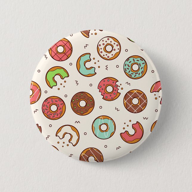 Retro Doughnut Pattern Cute Colourful Style 6 Cm Round Badge (Front)